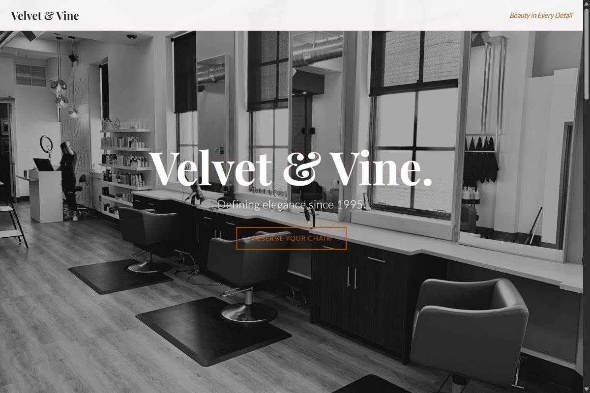 Velvet & Vine Salon demo