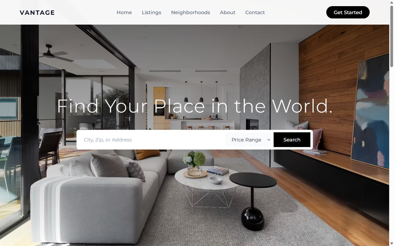 Vantage Properties demo site screenshot
